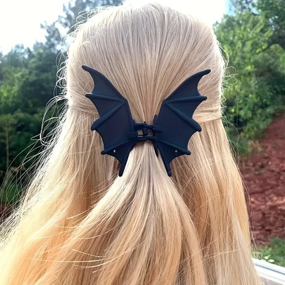Gothic Bat Hair Clip - Matte Black Punk Halloween Hairpin for Women