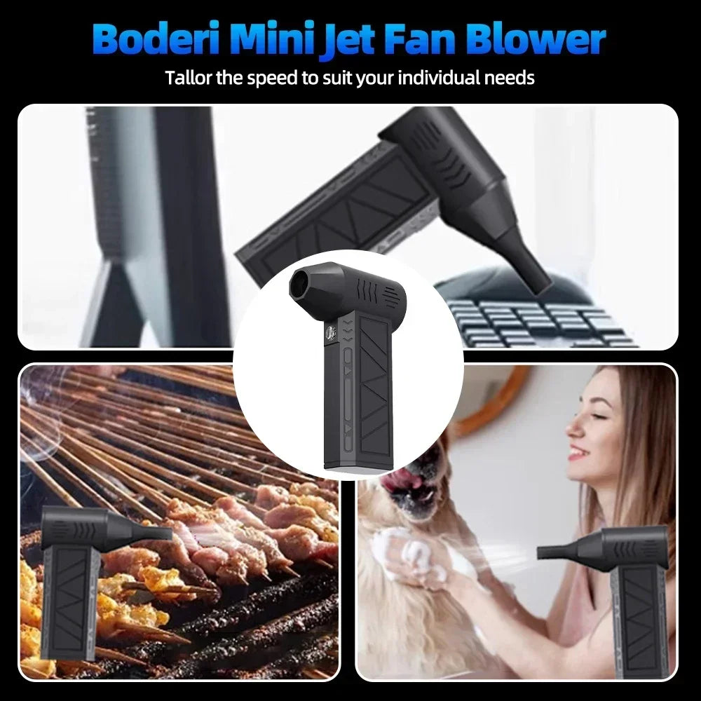 130,000 RPM Mini Turbo Jet Fan - Electric Air Duster with Adjustable Wind Speed & Light | Rechargeable Violent Blower for Car Cleaning