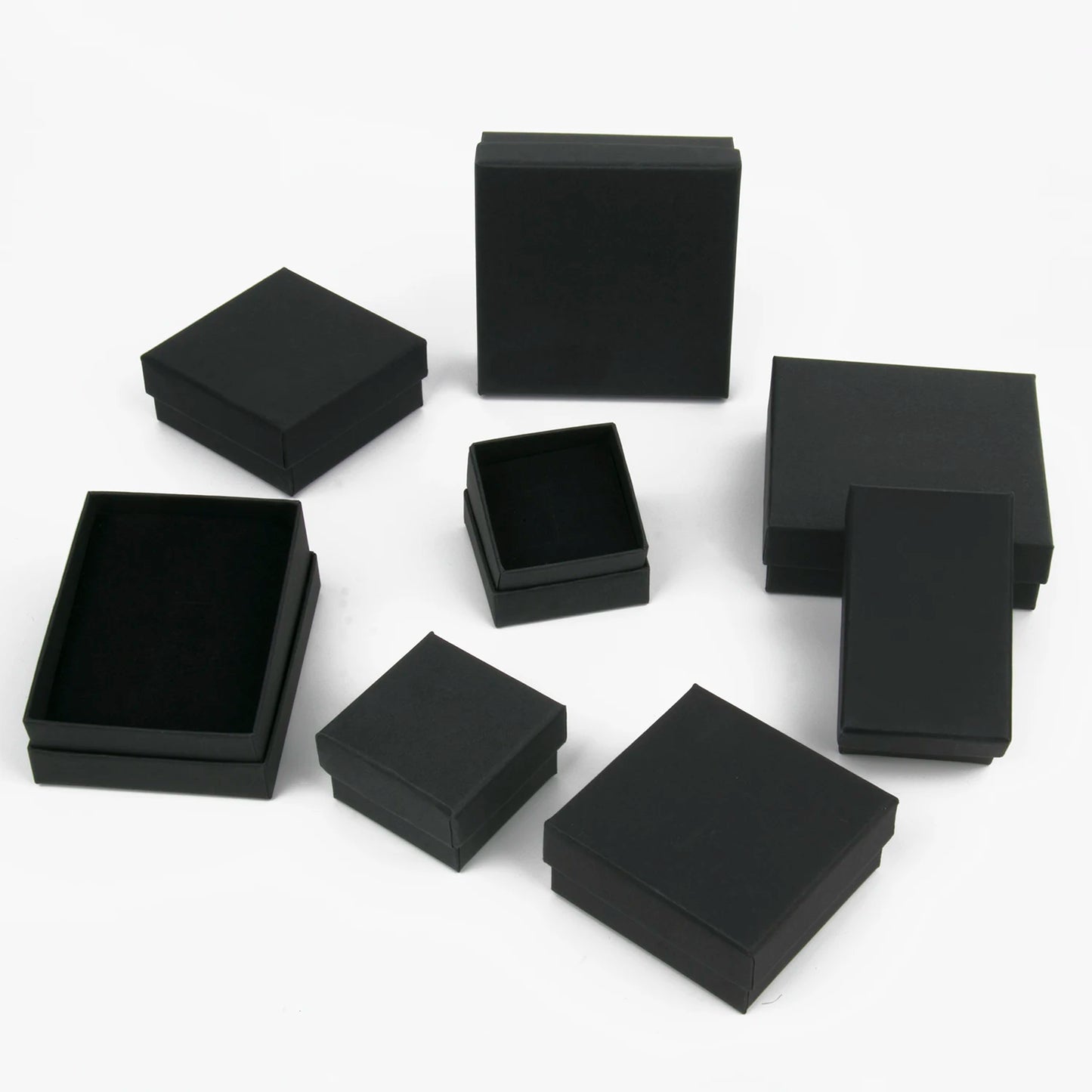 Black Square Jewelry Gift Box Organizer — Display & Packaging for Rings, Earrings, Necklaces, Bracelets, Brooches