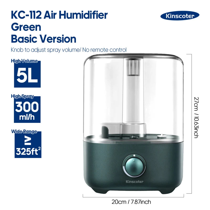 KINSCOTER 3L Air Humidifier – Large Capacity Aroma Diffuser with Remote Control & Timer for Home and Plants