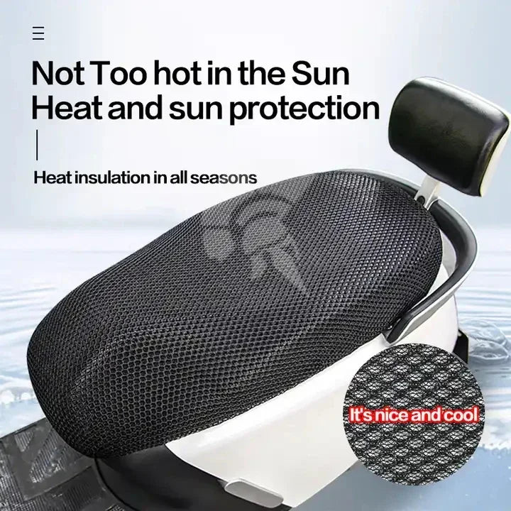 Summer Cooling 3D Mesh Motorcycle Seat Cover – Breathable Anti-Slip Scooter Cushion Protection Pad with Grid Design