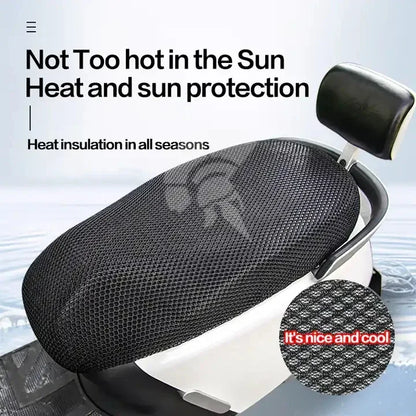 Summer Cooling 3D Mesh Motorcycle Seat Cover – Breathable Anti-Slip Scooter Cushion Protection Pad with Grid Design