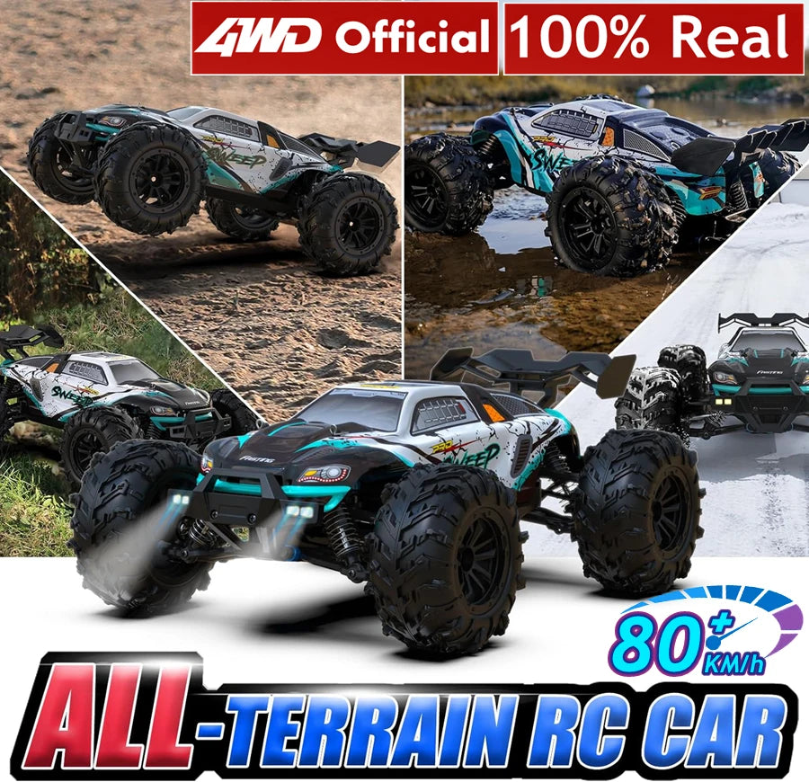 4WD Remote Control Car – Off-Road 4x4 RC High-Speed Buggy Truck, Brushless 50/80KM/H Drift Racing Toy for Kids & Adults