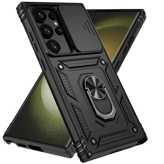 Rotating Camera Lens Armor Case - Military Grade Protective Cover for Samsung Galaxy S20-S25 Series & Note Models