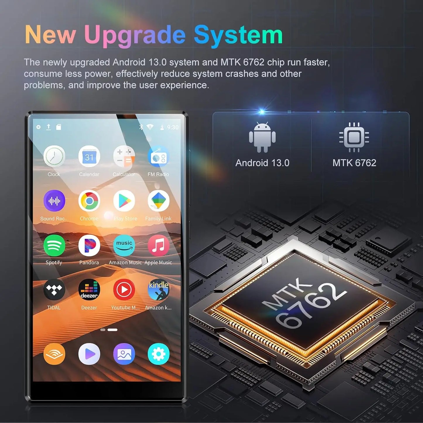 Android 13 MP3 MP4 Player - 1080P 4.7-Inch Touchscreen Music Player with Bluetooth, WiFi & 1TB Expandable Storage