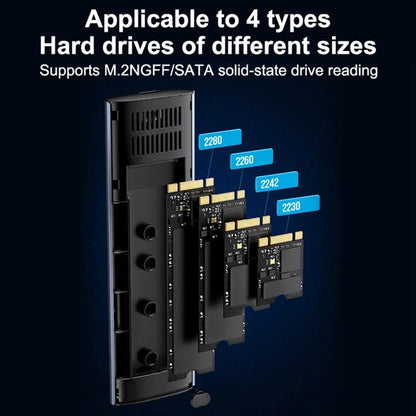 M.2 NGFF SATA SSD Case – USB Type-C Transparent External Enclosure, Tool-Free 5Gbps Adapter for 2230, 2242, 2260, 2280 SSDs