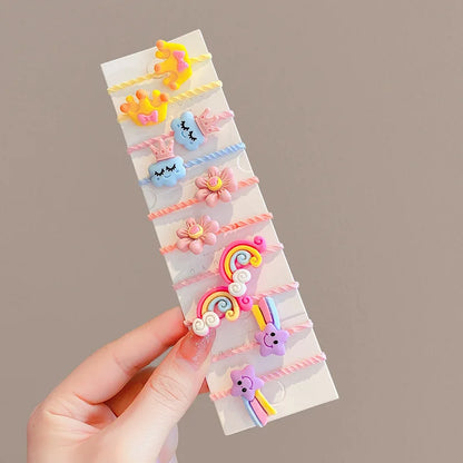 40PCS/10PCS Cute Flower Hair Bands for Girls – Elastic Hair Rings for Kids Birthday Party Headwear