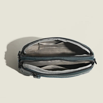 Luxury Genuine Leather Women's Crossbody Bag – Solid Color Shoulder Bag, Clutch & Messenger Purse