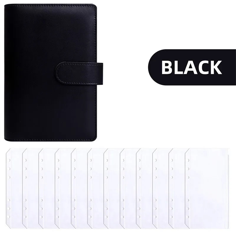 PU Leather Budget Binder with Cash Envelopes – A6 Planner Organizer, Zip Pockets for Saving Money, Small French Budget Pouch