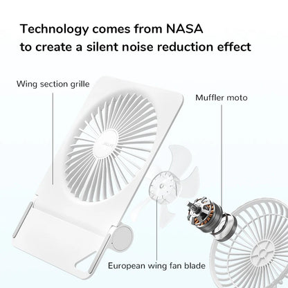 JISULIFE Mini Portable Fan - USB Rechargeable Quiet Foldable Desktop & Hanging Cooling Fan