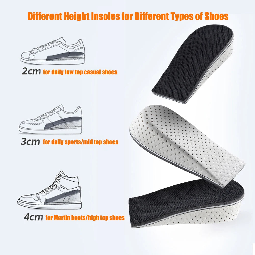2-4cm Memory Foam Insoles – Height Increase Templates for Men, Breathable & Sweat-Absorbent, Running Shoe Accessories