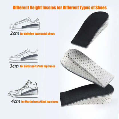 2-4cm Memory Foam Insoles – Height Increase Templates for Men, Breathable & Sweat-Absorbent, Running Shoe Accessories