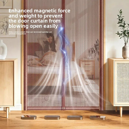 Magnetic Mosquito-Proof Door Curtain - Fiberglass Mesh Fly Screen with Full Magnetic Strips & Self-Adhesive Design