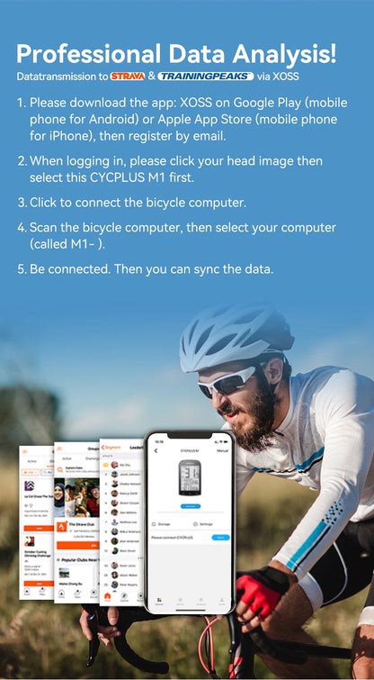 CYCPLUS M1 GPS Bicycle Computer - Bluetooth 5.0 & ANT+ Cycling Speedometer | Speed Meter Compatible with Garmin Zwift | Bike Accessories
