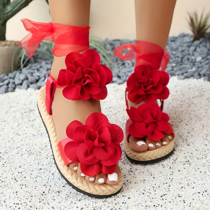 Women’s Fairy Platform Sandals - Floral Lace-Up Cute Elegant Summer Shoes