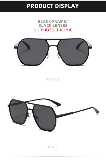 Luxury Metal Photochromic Sunglasses – Fashion Polarized UV400 Chameleon Anti-Glare Driving Glasses for Men & Women