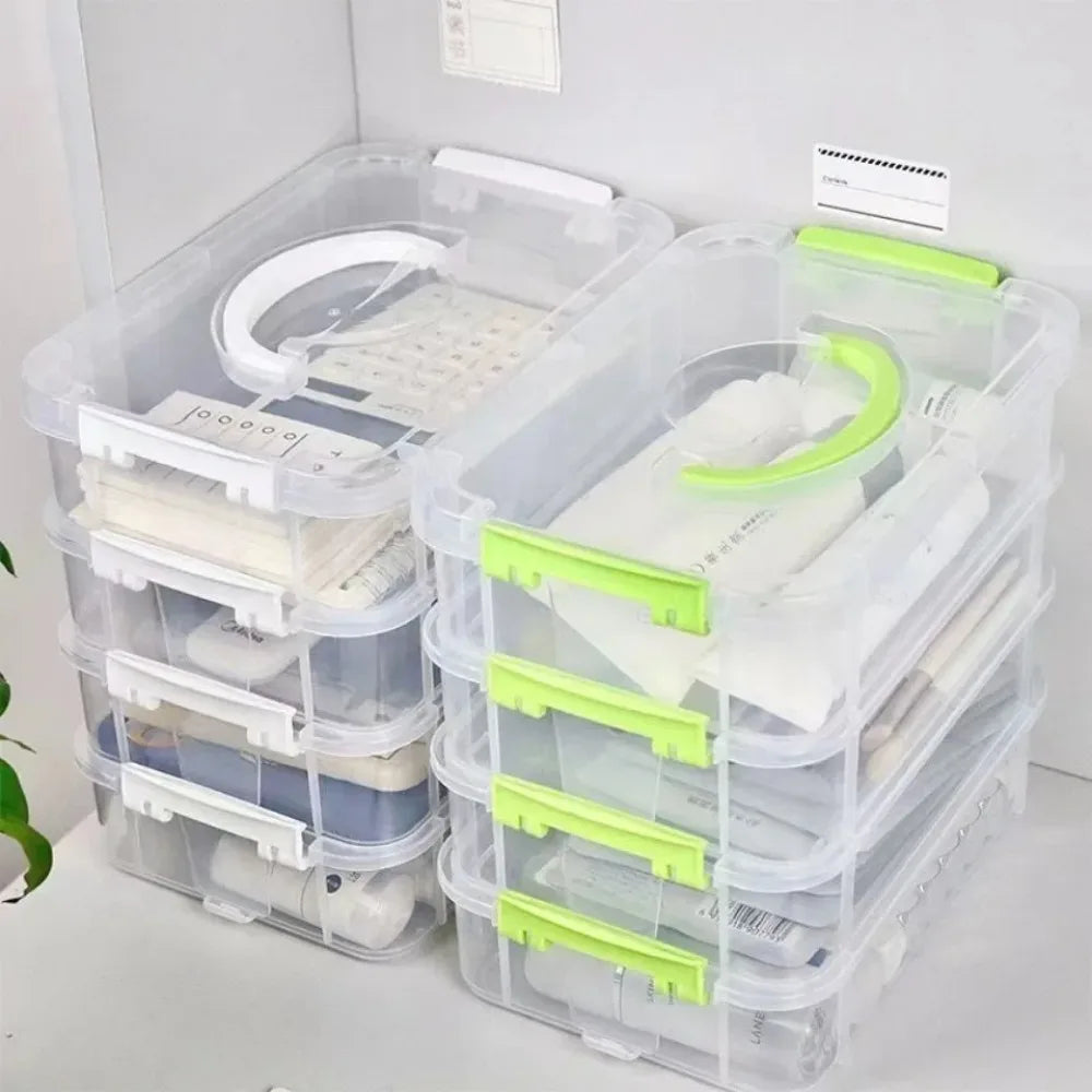 4-Layer Stackable Transparent Organizer Box – Multi-Tier Plastic Storage for Kids’ Toys, Makeup, Jewelry, School & Office Supplies