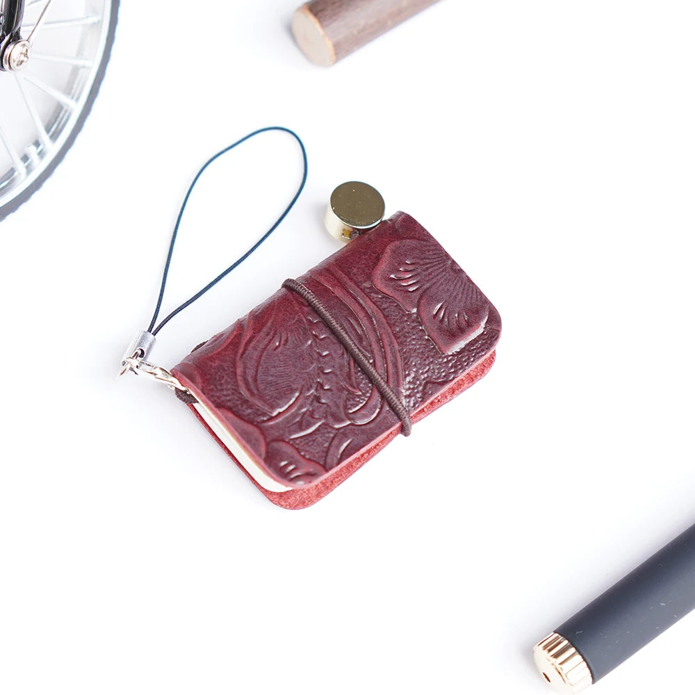 Ultra Mini Retro Leather Notebook – Traveler’s Manual Diary, 32 Sheets, 64 Pages, Decorative Notepad