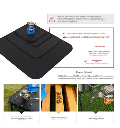 Outdoor Camping Fireproof Mat – Flame Retardant Picnic, Barbecue & Insulation Blanket, High-Temperature Fiberglass Mat