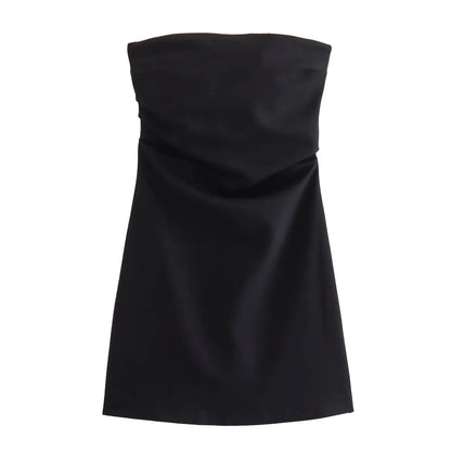 HXAO Women’s Off-Shoulder Corset Dress – Ruched Backless Bodycon Short Party Dress in Blue, Black & White