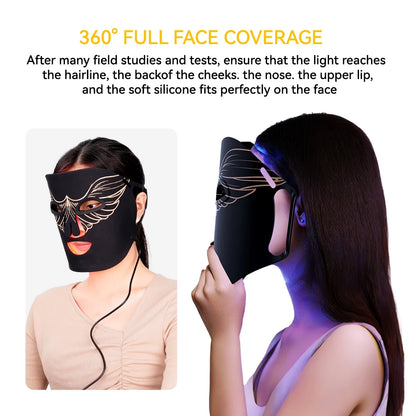 Lescolton Red LED Light Therapy Mask - Infrared Flexible Silicone, 4-Color Anti-Aging Advanced Photon Mask