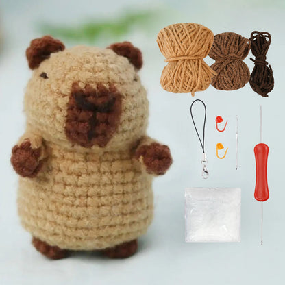 Capybara Crochet Kit – Cute Animal Crochet Set for Beginners, Perfect Christmas Gift for Craft Lovers