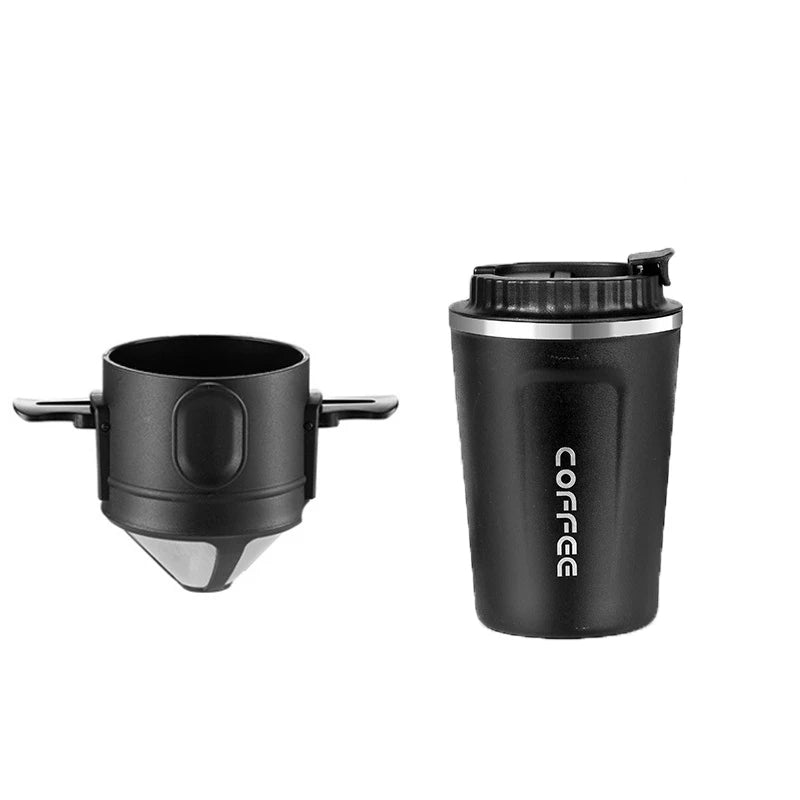 304 Stainless Steel Portable Coffee Filter – Reusable Drip Coffee Tea Holder Mug Set with Coffee Pot & Dripper