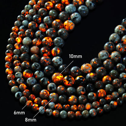Natural Flame Stone Beads - Yooperlite & Fire Sodalite Loose Spacer Beads for DIY Bracelets and Necklaces