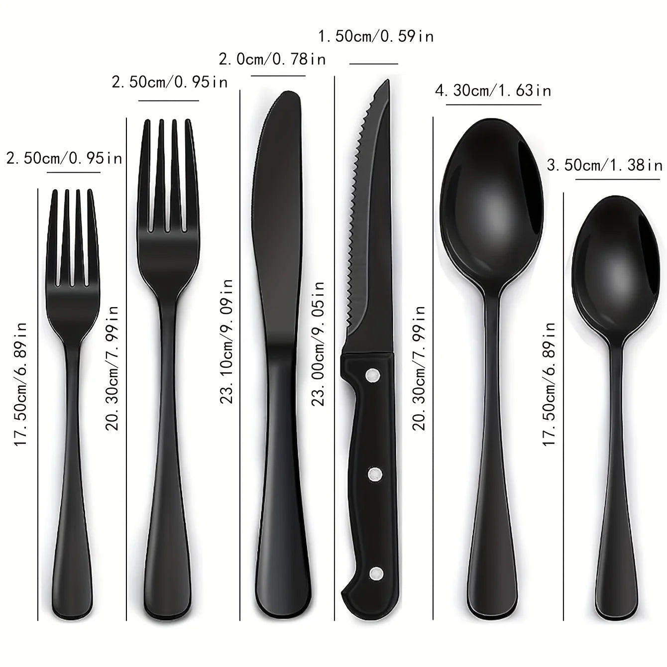 36-Piece Black Silverware Set with Steak Knives – Food-Grade Stainless Steel Flatware & Tableware Cutlery Set