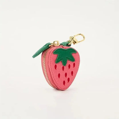 Mini Cherry & Strawberry Coin Purse – Cute PU Leather Keychain Bag for Earphones and Small Storage, Korean Style