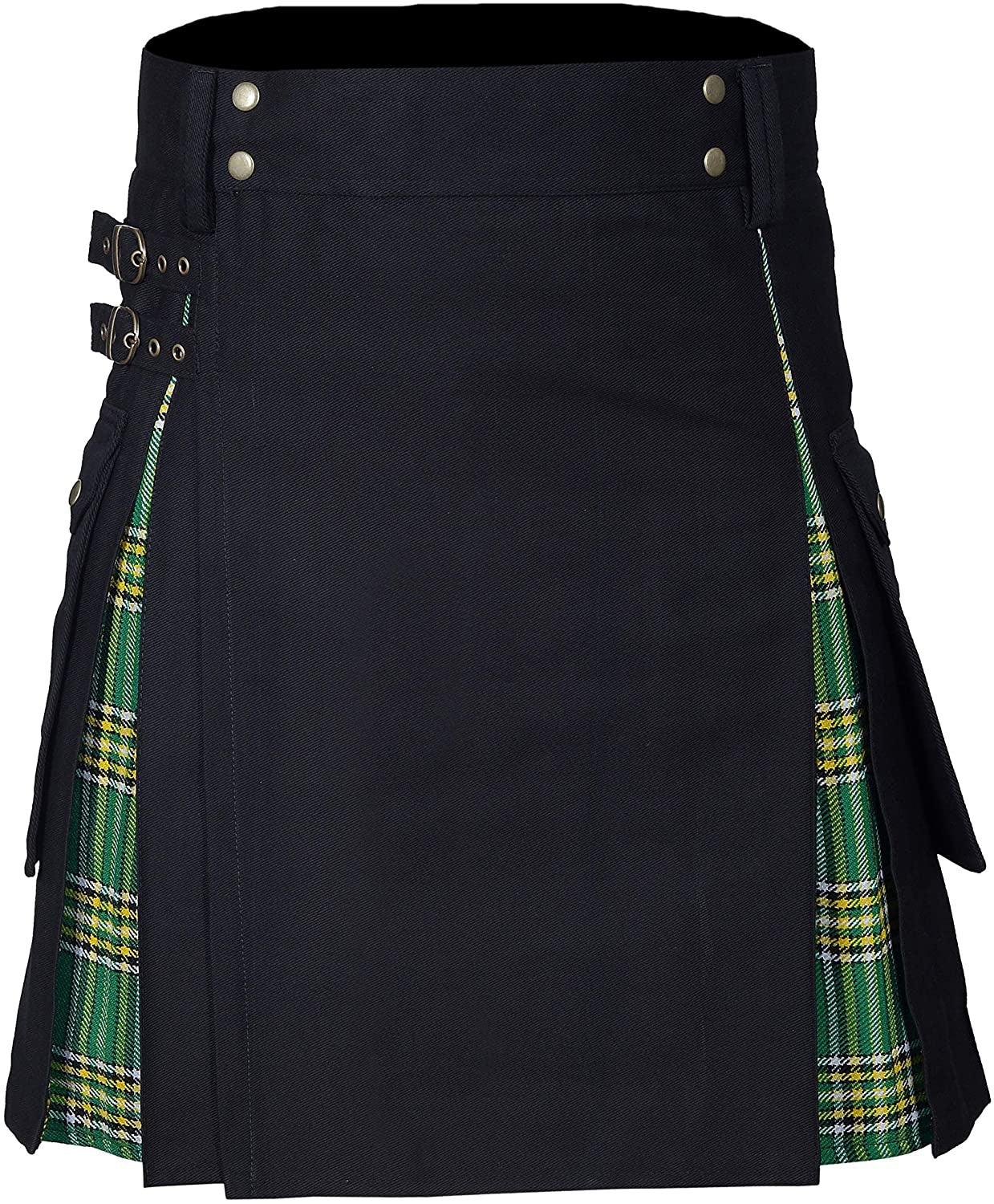 Men's Utility Kilt – 100% Cotton Jeans Hybrid with Modern Box Pleated Tartan, Traditional Design