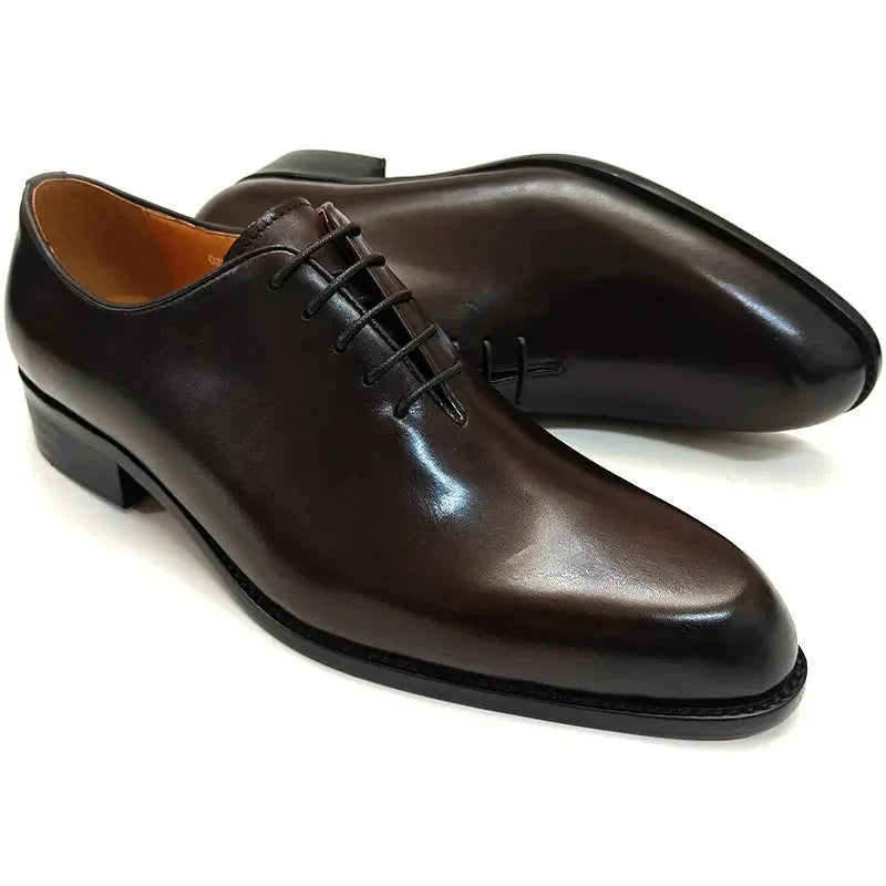 Men’s Handmade Leather Oxford Shoes - Comfortable Lace-Up Business & Office Dress Shoes