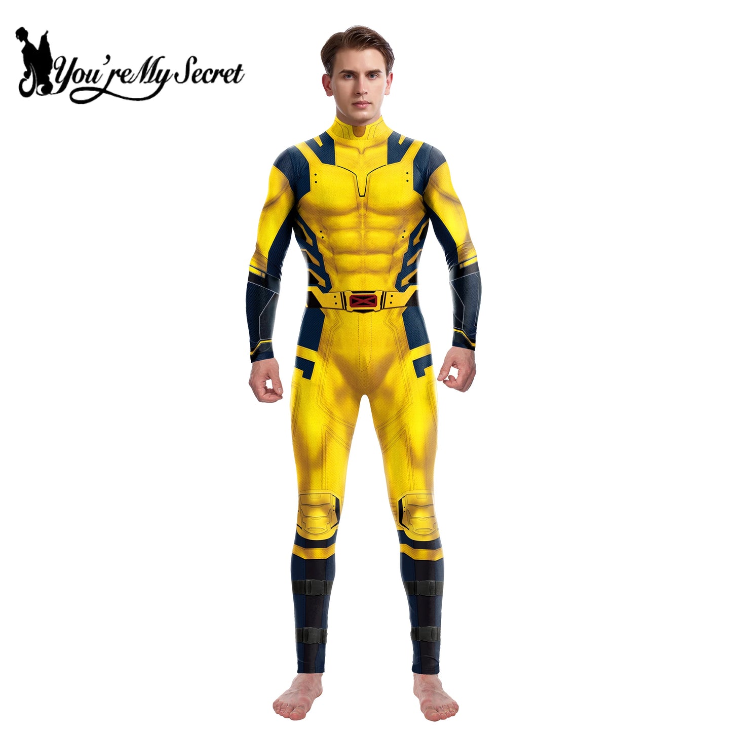 “You’re My Secret” Superhero Cosplay Costume – Deadpool & Wolverine Jumpsuit Bodysuit for Men, Halloween & Party