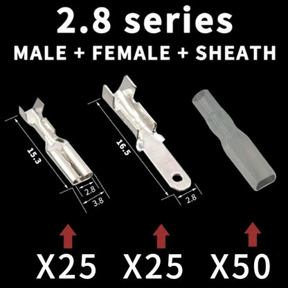 100PCS 2.8/4.8/6.3mm Male & Female Crimp Terminal Connectors – Gold & Silver Wire Connectors for Car & Electronics