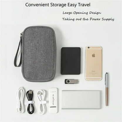 Travel Electronics Organizer Bag — Portable Waterproof Double-Layer Storage for Cables, Wires & Accessories