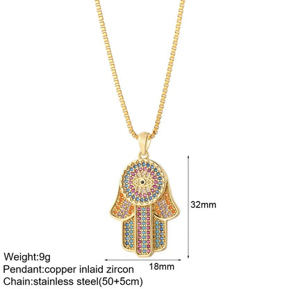 Heart Evil Blue Eye Sun Necklace – Cute Dog, Bee & Elephant Gold Pendant with Long Stainless Steel Chain for Women