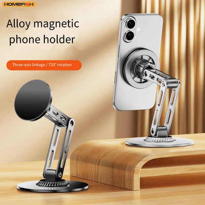 Portable Rotating Magnetic Phone Stand – MagSafe-Compatible Suction Desktop Holder for iPhone 17, 16, 15, 14, 13, and 12 Pro Max