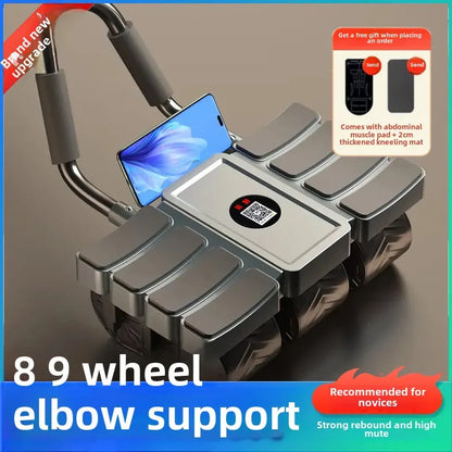Abdominal Wheel with Automatic Rebound – Four Wheels & Six-Elbow Support for Core Training