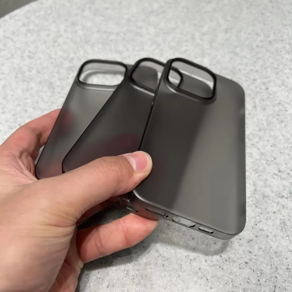Ultra-Thin Matte iPhone Case - Translucent Clear Hard PC Shockproof Slim Back Cover for iPhone 12–17 Pro Max & Plus Models