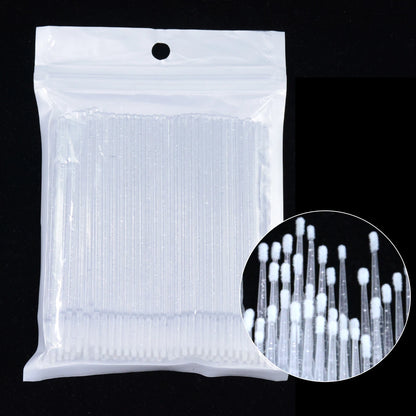 100pcs Eyelash Cleaning Brushes – Micro Cotton Swabs for Lash Extensions & Makeup Remover