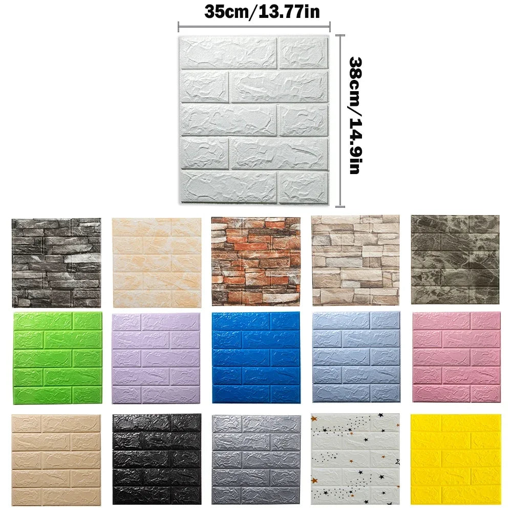 10pcs 3D Foam Wall Stickers – Self-Adhesive Waterproof Peel-and-Stick Brick Wallpaper for Interior Decoration