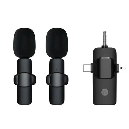 Basix Mini Wireless Lavalier Microphone - Noise Cancelling Portable Mic for iPhone Android Camera Live Interviews