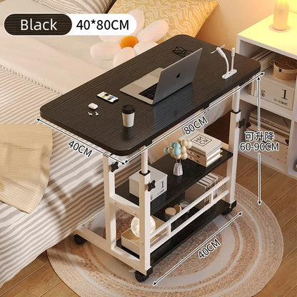 Adjustable Laptop Desk with Wheels - Portable Mobile Computer Table for Bedroom, Office & Study