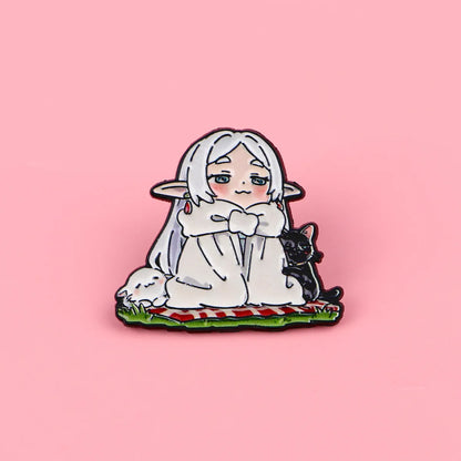 Frieren Anime Girl Enamel Pin - Manga Lapel Badge for Backpacks, Hats & Cosplay Accessories
