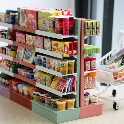 1/6 Miniature Dollhouse Supermarket Set – Mini Snacks & Drinks for Blythe & BJD Dolls