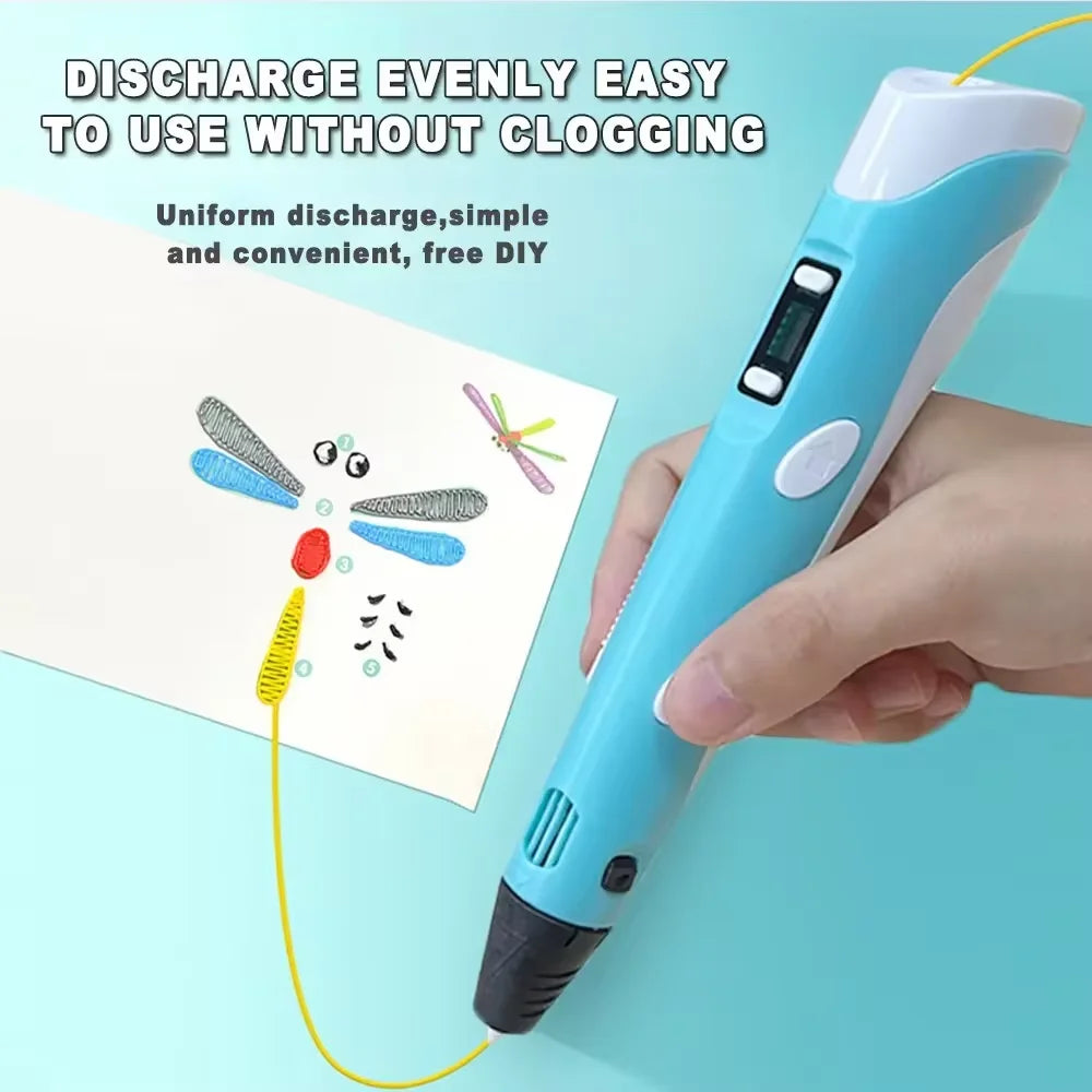 Electronic 3D Printing Pen with 9M PLA — High-Temperature 3D Graffiti Tool & Intelligent Toy Gift for Christmas & Birthday