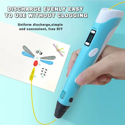 Electronic 3D Printing Pen with 9M PLA — High-Temperature 3D Graffiti Tool & Intelligent Toy Gift for Christmas & Birthday