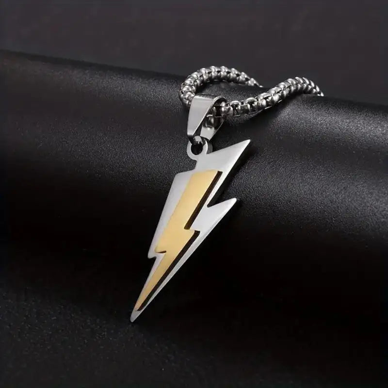 RAKOL Trendy Gamepad Lightning Stainless Steel Necklace for Women & Men, Gold Color Metal Pendant for Party & Everyday Jewelry