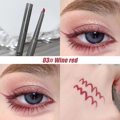 Silky Long-Lasting Waterproof Eyeliner Pencil – Natural Matte Wine Red Eye Makeup Pen