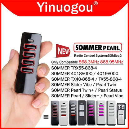 SOMMER Garage Door Remote Control 868.3MHz/868.95MHz – Compatible with Pearl Vibe Twin Status 4018V000, TX55-868-4, TRX55-868-4